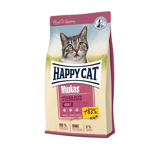 غذای گربه هپی کت مینکاس minkas sterilised وزن 10 کیلوگرم