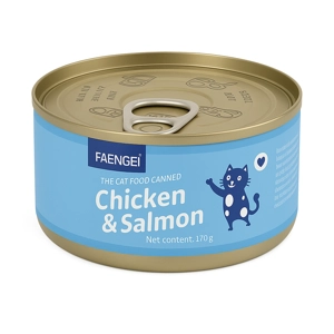 کنسرو گربه نچرال  chicken and salmon فنبی وزن 170 گرم