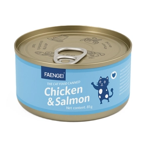 کنسرو گربه نچرال chiken and salmon فنبی وزن 85 گرم