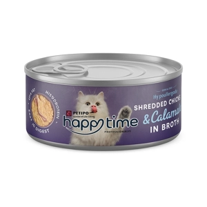 کنسرو گربه هپی تایم نچرال  chicken and calamary وزن 70 گرم
